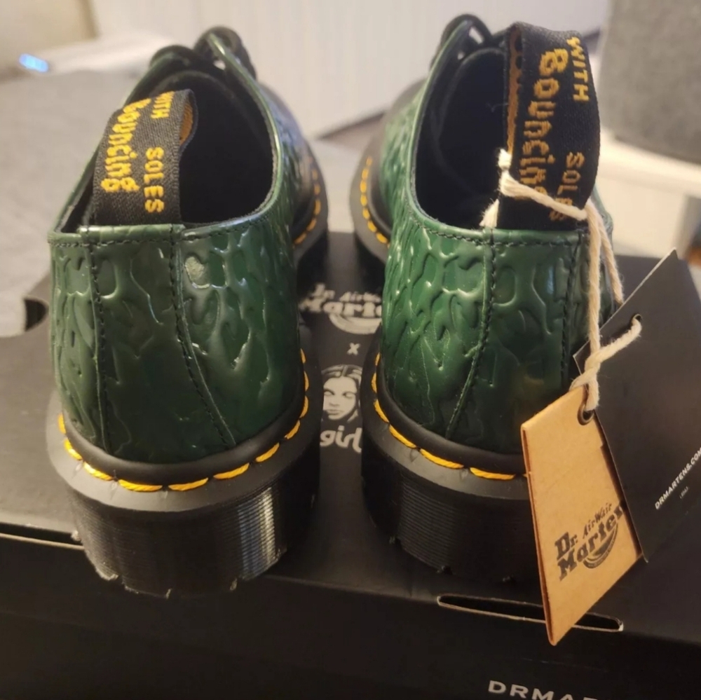 Dr. Martens Collab X-girl 1461 Bex RARE 8 Green Leopard black Embosses Platform - Picture 6 of 16
